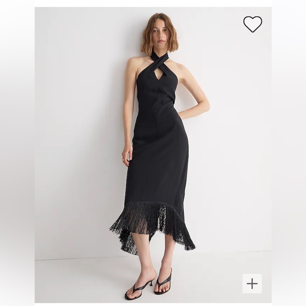 J. Crew Collection halter-neck fringe-hem dress crepe formal wedding guest sz 2
